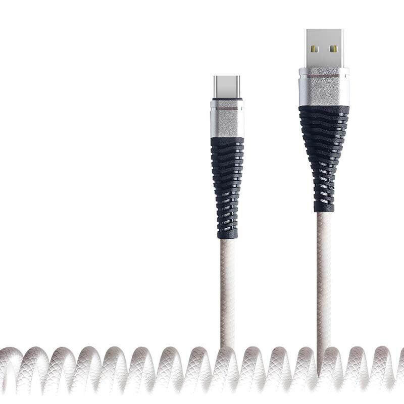 Sindvor 1.2M Type C Phone Cable Type-C Fish Tail Spring Durable Cable Data Fast Charging USB C For Smart Phone Universal Cables