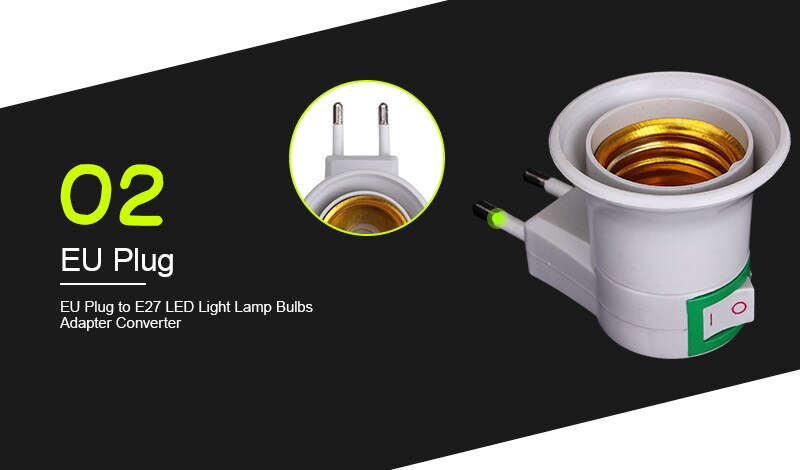 Eu  e27 pistoke on/off kytkimellä led hehkulamppu lampun pidike  e27 to pistoke adapteri abs materiaali palonkestävä