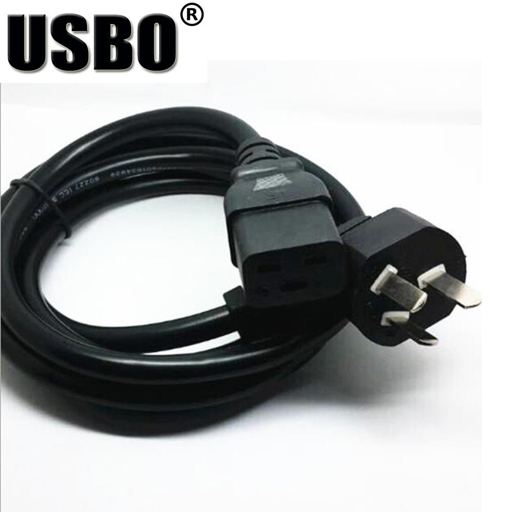 Black 1.8M Copper CE certificed Australia standard extension cord 16A elbow AU to C19 PDU/UPS server AC power cable