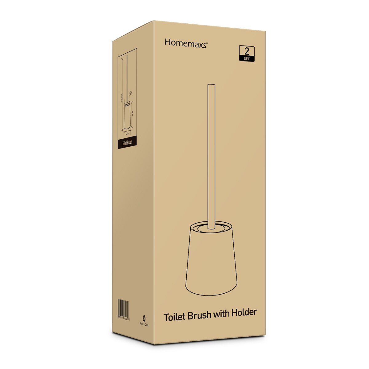 HOMEMAXS 2PCS Toilet Brush With Holder Good Grip Stainless Steel Toilet Bowl Cleaner Brush Set for Bathroom (Polished)