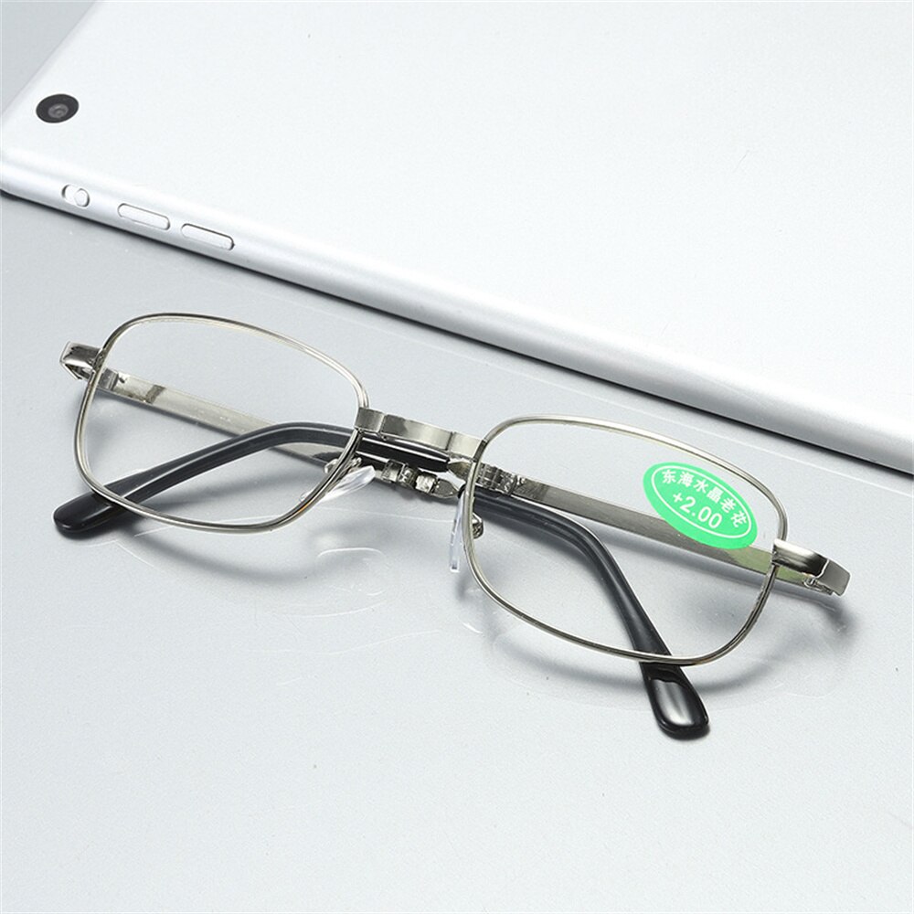 Opvouwbare Leesbril Vouwen Presbyopie Mannen Vrouwen Metalen Retro Computer Leesbril Met Case 1.0 1.5 2.0 2.5 3.0 3.5 4.0