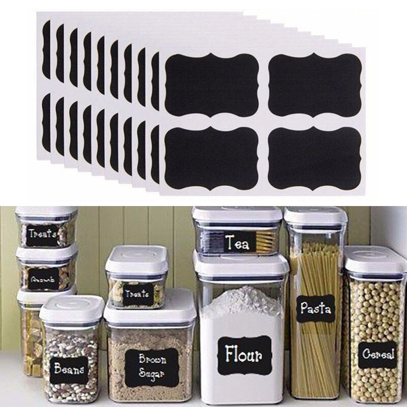 40Pcs Bord Spice Sticker Herbruikbare Jam Labels Keuken Stickers Organizer Muursticker Home Decor Schoolbord Label