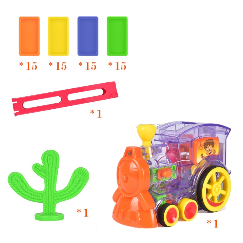 Juego de dominó eléctrico automático para niños, juguete de plástico de dos tipos de tren, modelo mágico automático, Juguetes educativos de dominó: 02