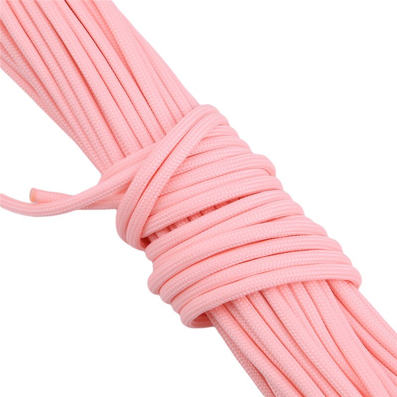 20m 9 Strands Bright Luminous Cord Nylon Parachute Rope For Outdoor Climbing Camping Buckle Rope Soild Color Tent Rope: pink