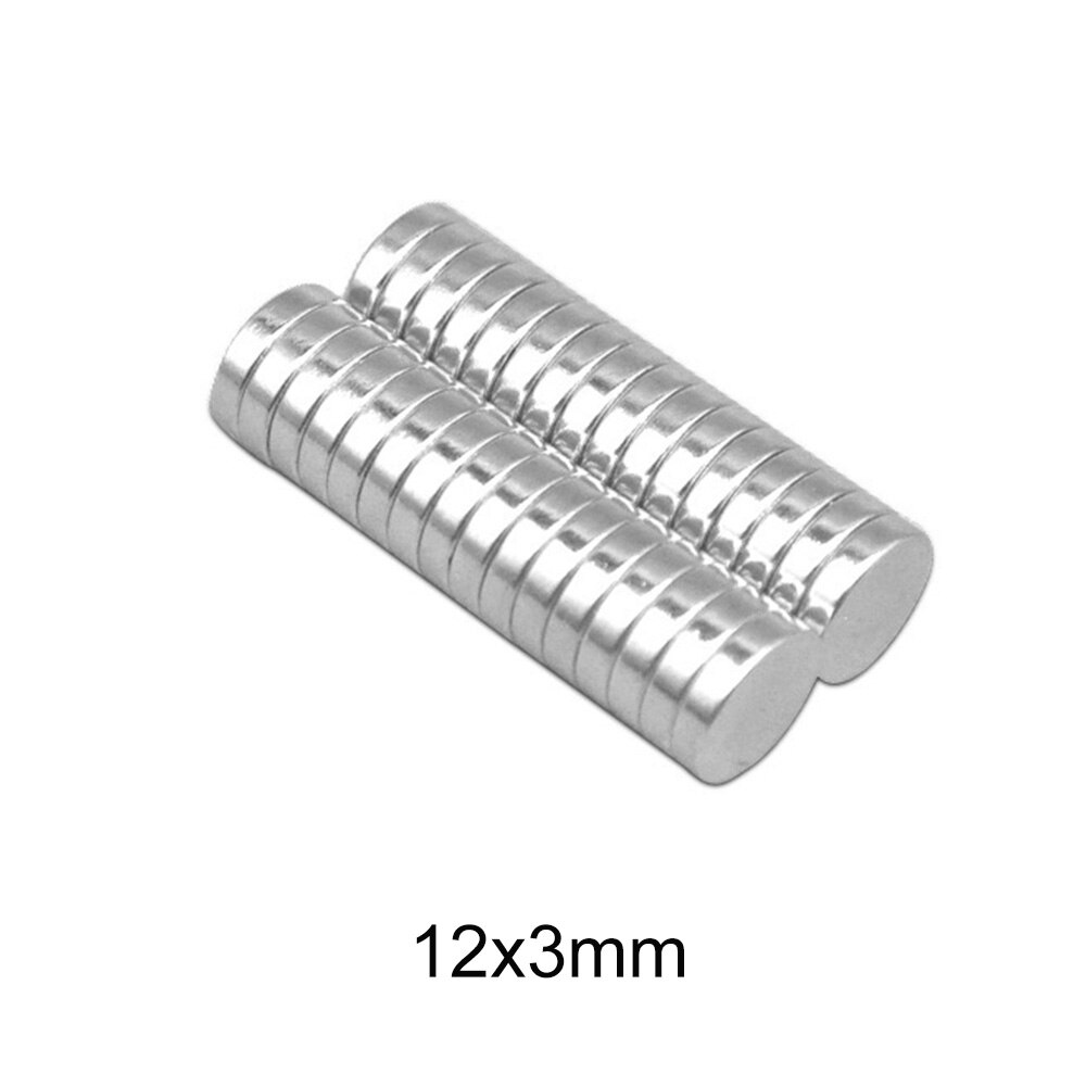 Imanes de neodimio de tierras raras de 12x3mm de 10 ~ 200 Uds. 12mm x 3mm imanes magnéticos fuertes súper potentes de 12x3mm de diámetro redondo de 12x3mm