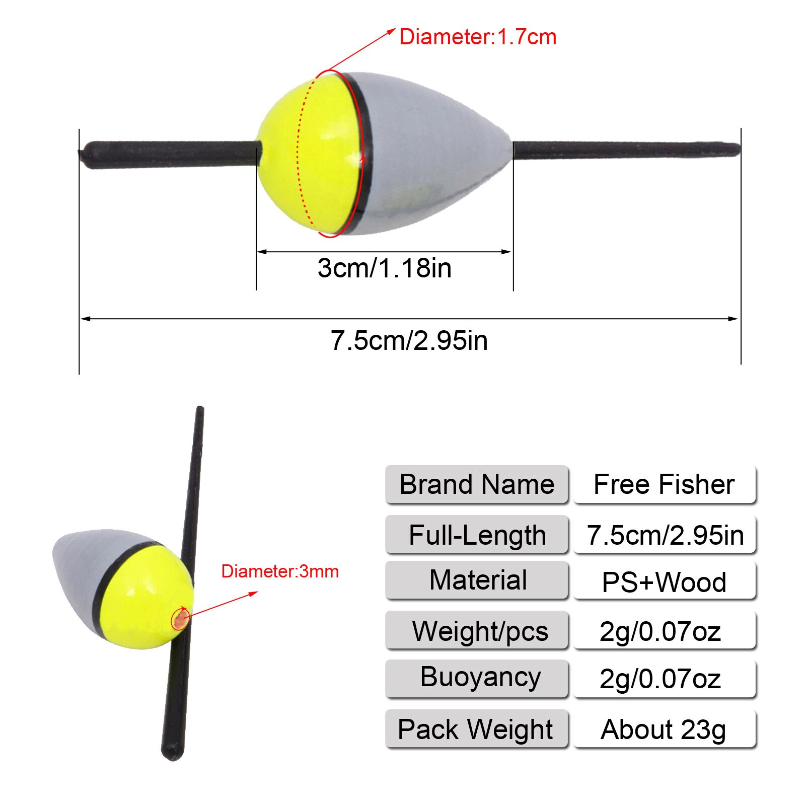 10 pièces flotteur de pêche Bobber liège éclairé Balsa bouée en bois 8.3CM/1.5G accessoires de pêche Pesca