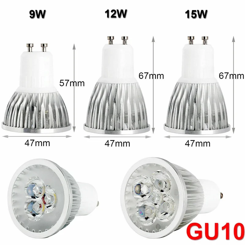 Lámpara LED 9W 12W 15W GU10 MR16 E27 E14 bombilla LED 85-265V foco Led blanco cálido/Netural/frío lámpara LED 110V 220V para el hogar