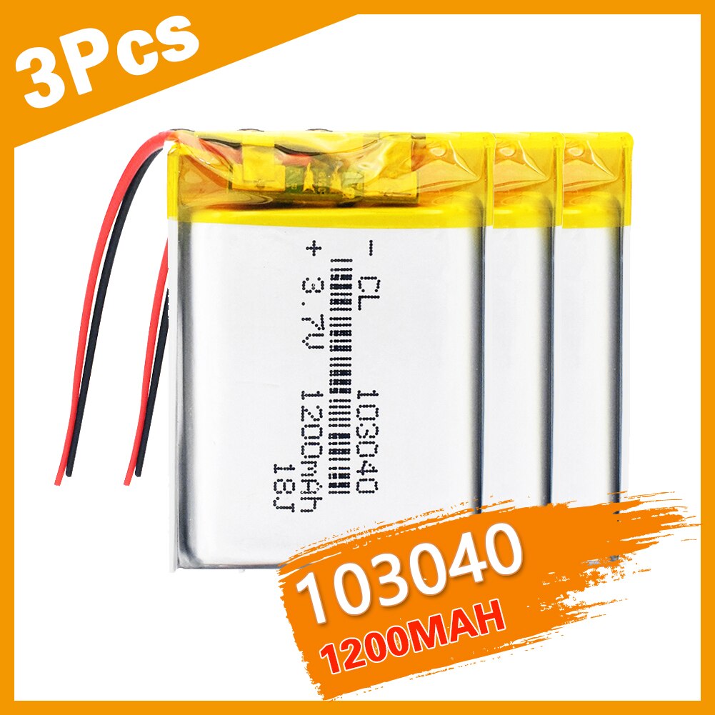 Lithium polymer battery 3.7V 1200mAh LiPo Rechargeable Battery 103040 For MP3 MP4 GPS PSP mobile video game PAD E-book Tablet: 3PCS