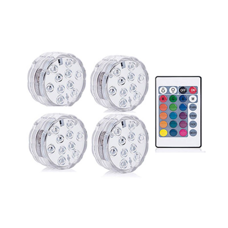 4/6/10 stk led undervandslys rgb dyklampe fjernbetjening udendørs  ip68 vandtætte havepool festlampe levende lys: 4 lampe 1 controller