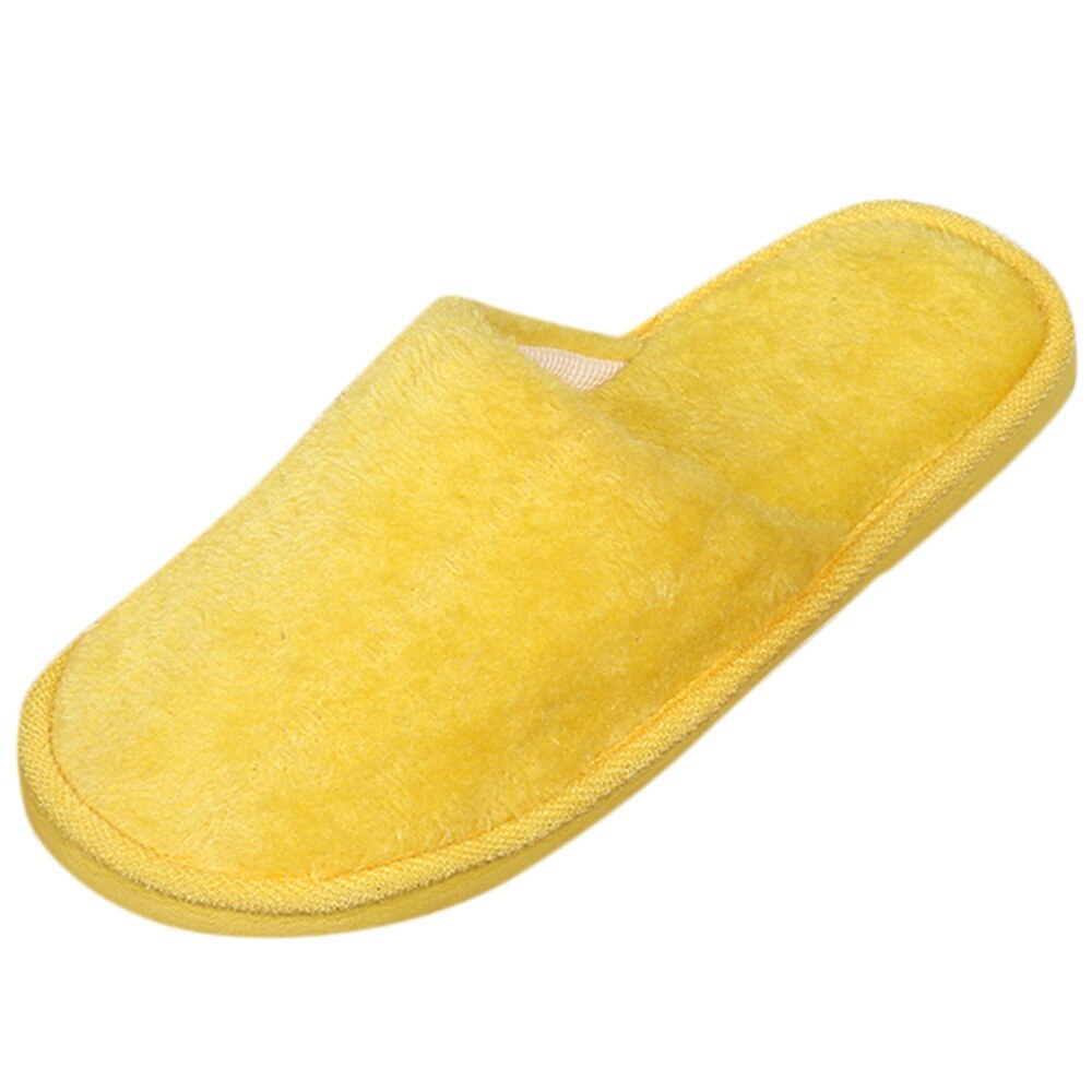 Chaussures antidérapantes pour hommes et femmes, pantoufles chaudes en peluche pour la maison, chaussures de chambre à coucher: Yellow / 7.5