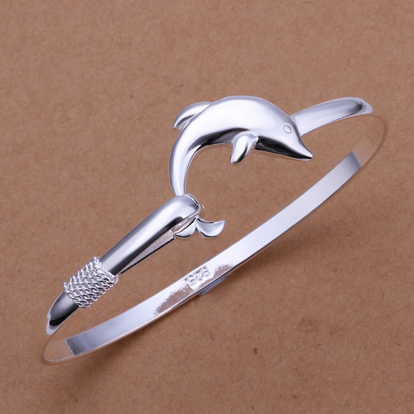 Silver color exquisite luxury gorgeous Dolphins bracelet charm jewelry women lady birthday B178