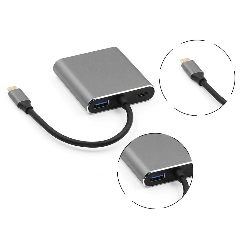 4-in-1 Docking Station Type-C To HDMI+VGA+USB3.0+PD Multifunctional Split Line Card Reader Hub Plug And Play