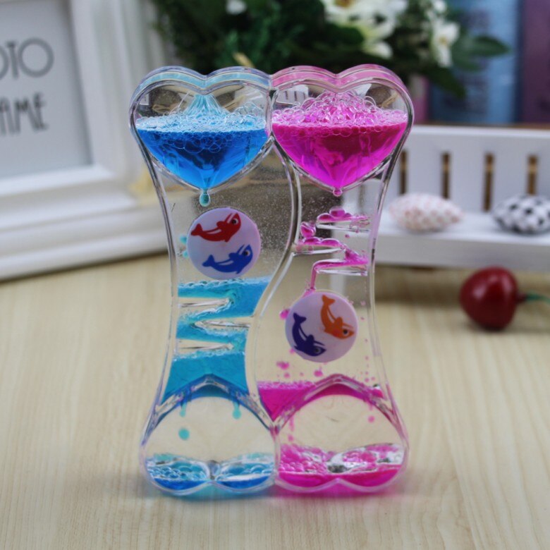 Valentine's Day Double Hourglass Liquid Timer Visual Timer Oil Liquid Motion Hourglass Floating Desk Heart Decoration Acrylic: Purple
