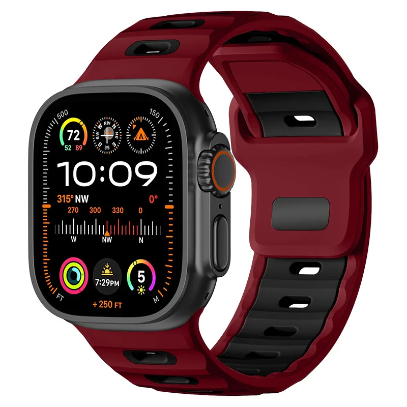 Bracelet en Silicone pour Bracelet de montre Apple 44mm 45mm 41mm 40mm 49mm 42mm 38mm, Bracelet Correa iWatch série Ultra 2 SE 10 9 8 7 6 5 4 3: BLACK WHITE / 22mm