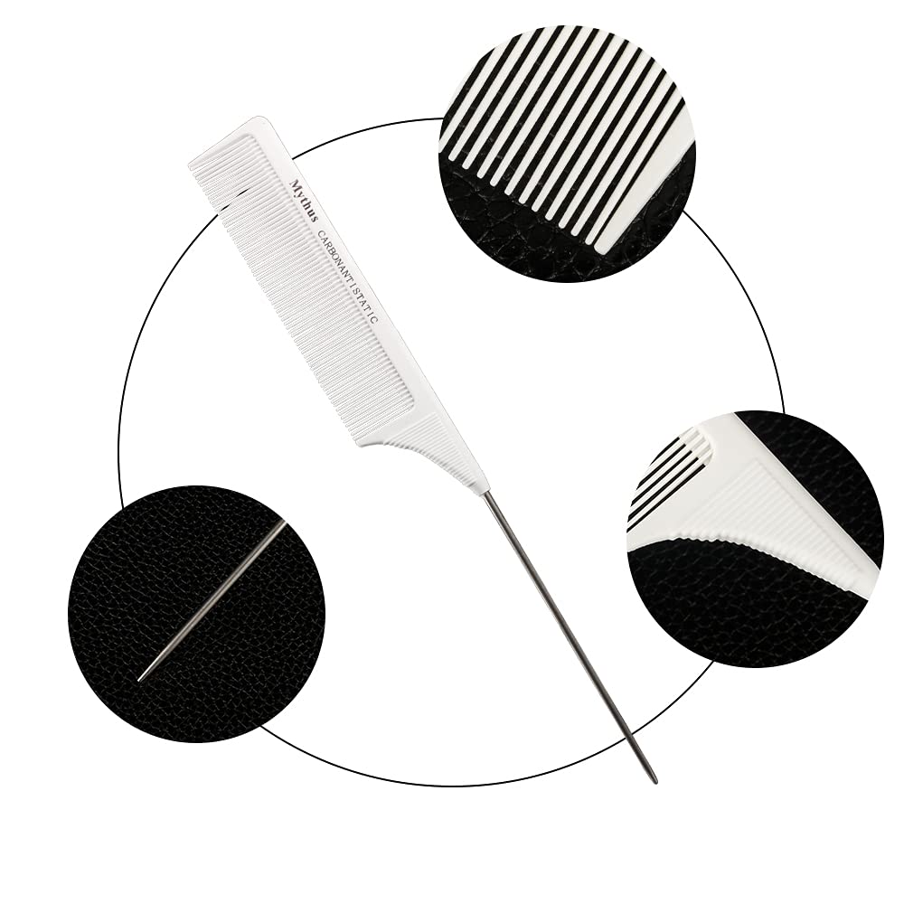 Mythus-pente de fibra de carbono para casa, conjunto com 9 peças, corte fino, barbeiro, cabeleireiro, salão de beleza, kit de pente traseiro para homens e mulheres