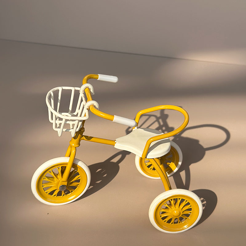 Miniature Iron Tricycle — Realistic Outdoor Bicycle, BJD/OB11 Accessory, Christmas, Thanksgiving, Graduation , Home Decor: Orange