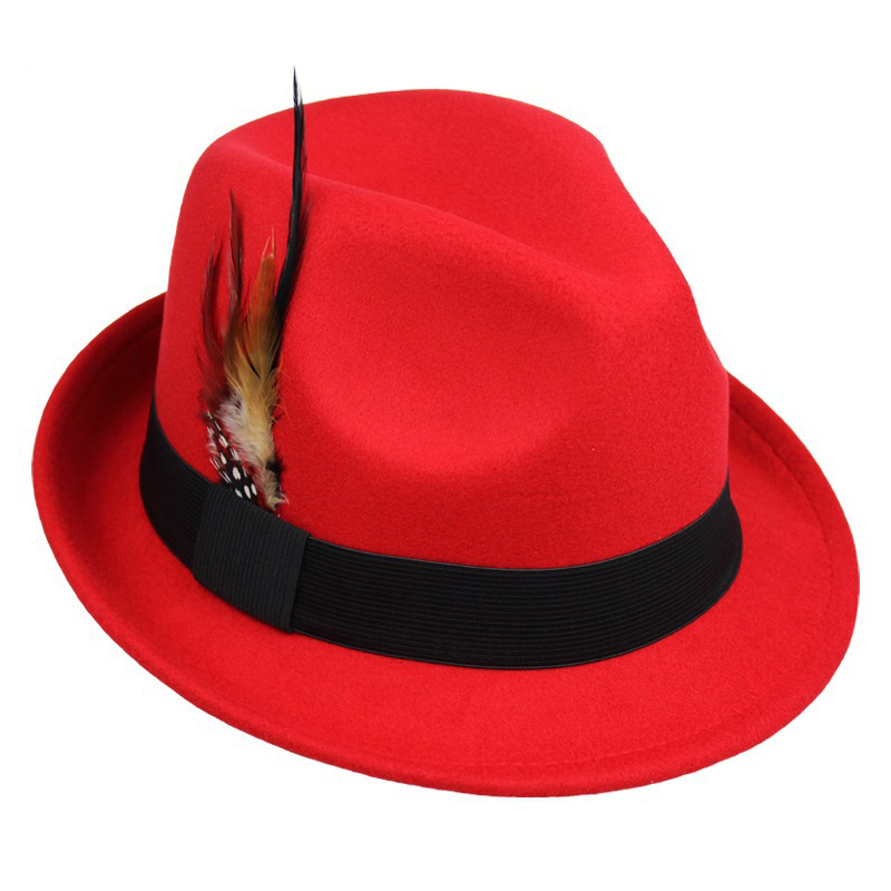 Mannen Vrouwen Manhattan Gestructureerde Gangster Trilby Fedora Hoed: Rood