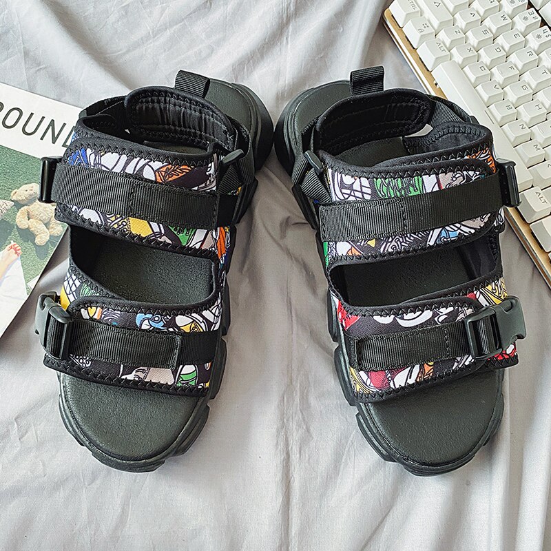 Man Romeinse Sandalen Strand Mannen Sneakers Mode Gesp Sandalen Voor Mannen Katoen Stof Heren Gladiator Sandalias: mi cai / 6.5