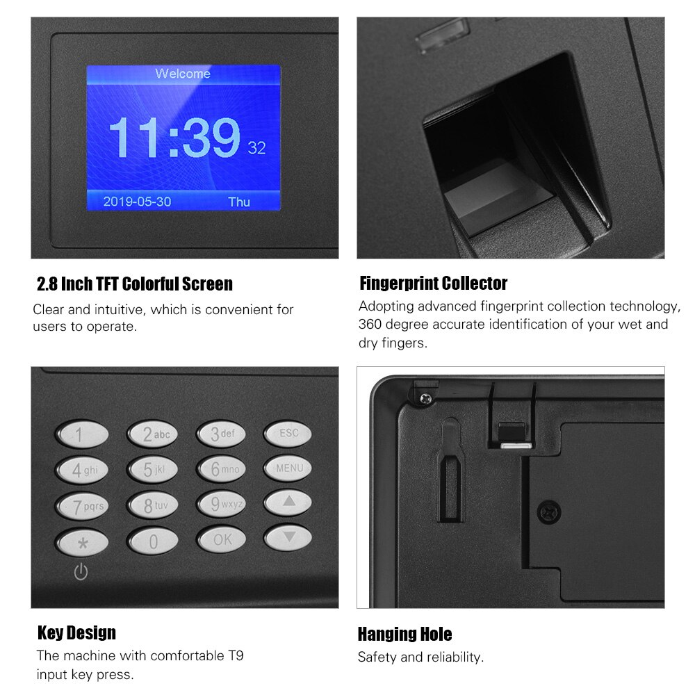 Aibecy Biometrische Fingerprint Passwort Zeit Attendace Maschine Mitarbeiter Überprüfung-in Zeit Uhr Recorder Reader