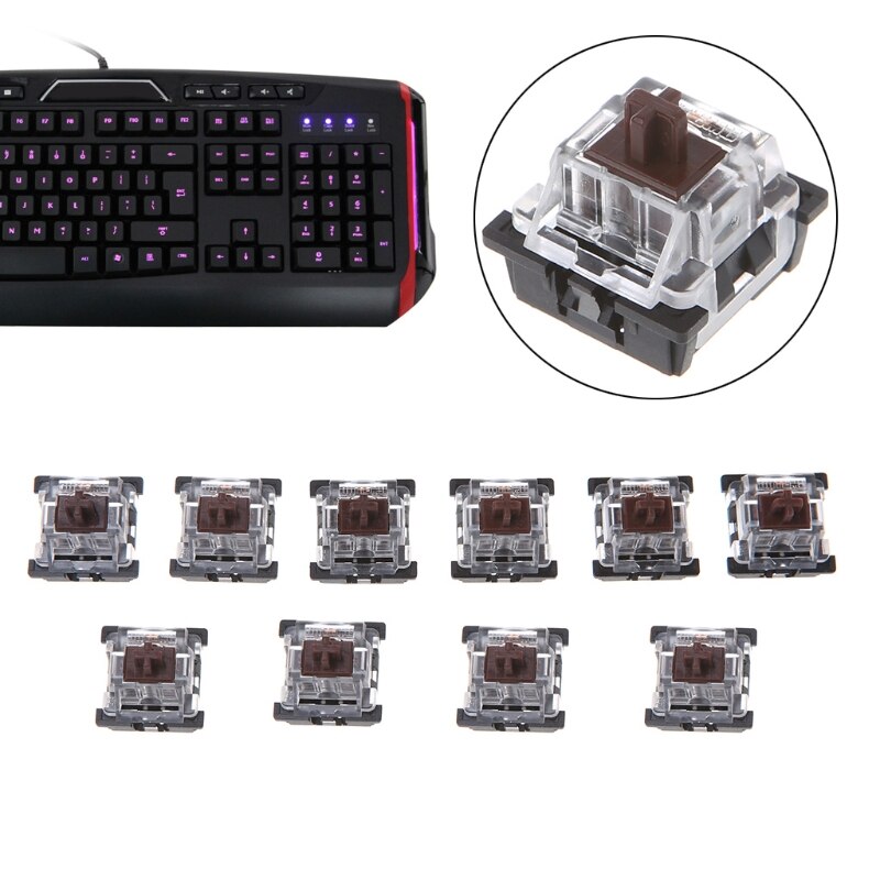 10Pcs 3 Pin Keycaps Bruin Mechanische Toetsenbord Schakelaar Voor Cherry Mx Toetsenbord