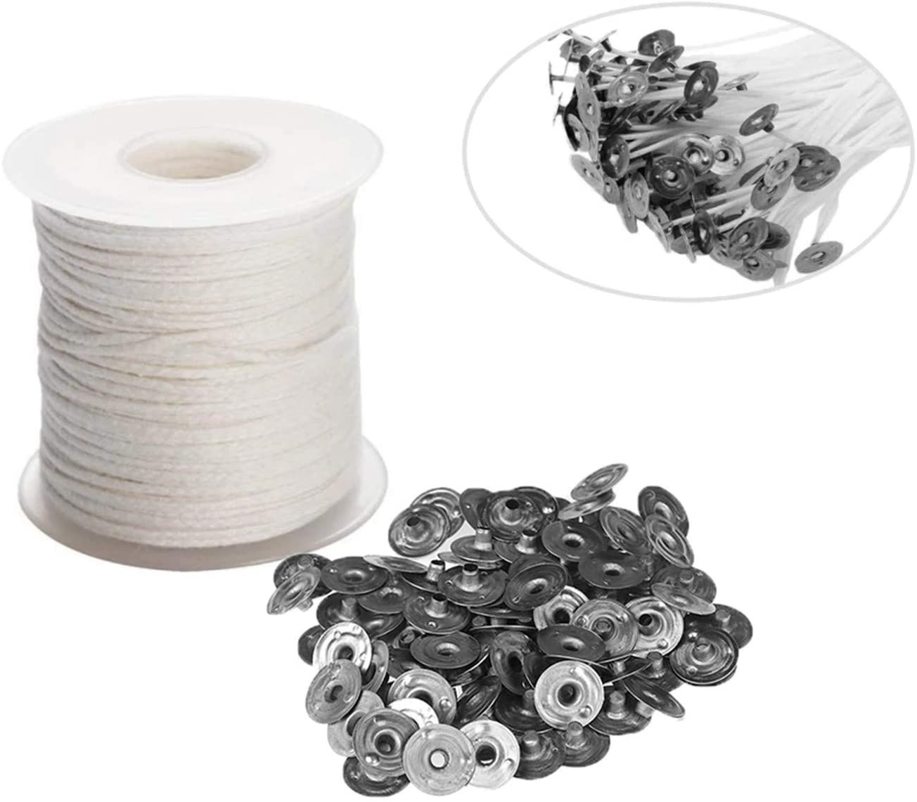 Material de mecha de algodón tejido de 61 M, , accesorios para hacer velas hechos a mano, herramienta de producción de velas DIY sin humo para el hogar