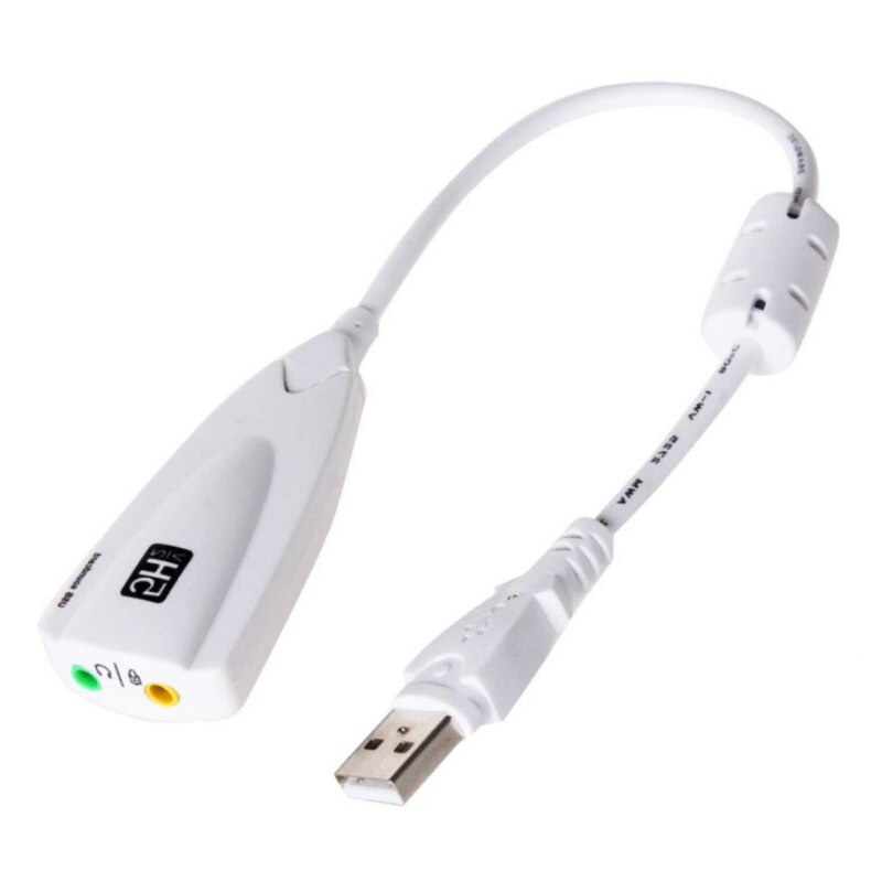 USB Sound Card 7.1 Microphone Headphone Adapter 5HV2 USB To 3D speaker external usb sound card for Laptop Computer PC: WHITE