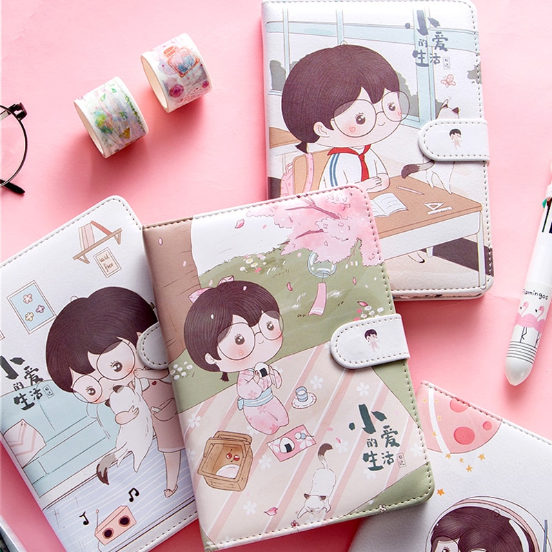 Bloc de notas estampado con forma de fruta, planificador con hebilla magnética, cuaderno de PU, Agenda anual, ilustración de Color, planificación diaria, papelería Kawaii
