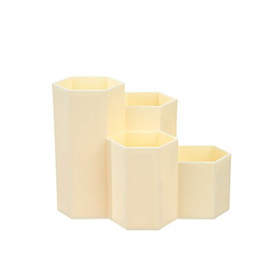 Home Office Pen Holder Storage Box Desk Accessories Stationery Organizer Storage Containers Student Hexagonal Pencil Box: yellow