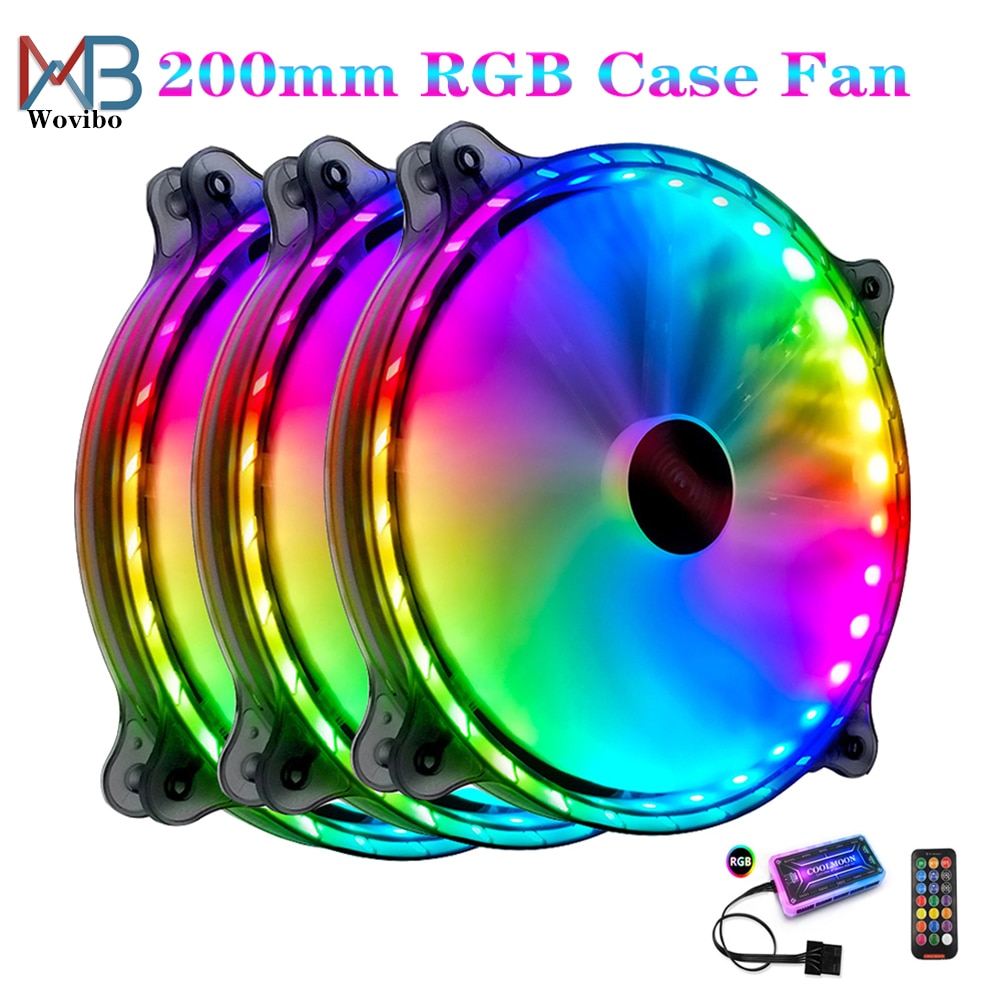 Högt luftflöde 200mm st fodral fläkt ventilador tyst kylning för dator 6 pin mute pwm rgb fodral fläktar kylare justera fläktar kylare