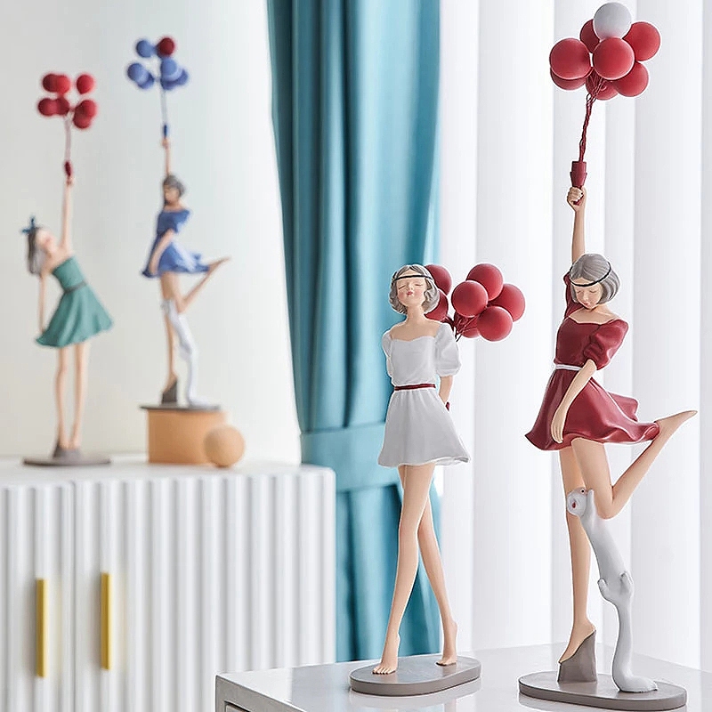Sculpture de ballon nordique en résine pour fille, ornement pour salon, chambre à coucher, décoration artisanale de bureau
