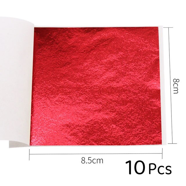 Imitation Gold Leaf Sliver Red Foil 8x8.5cm Papers Art Craft Kraft Paper DIY Craft Decor Leaf Leaves Sheets 10/50pcs
