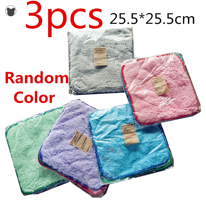 Brand Housekeeping Cleaning Cloth Super Water-absorbent Rag Fluffy Kitchen Towels Duster Dishcloth Scouring Pad Plush Dish Towel: 3PCS 25-25CM