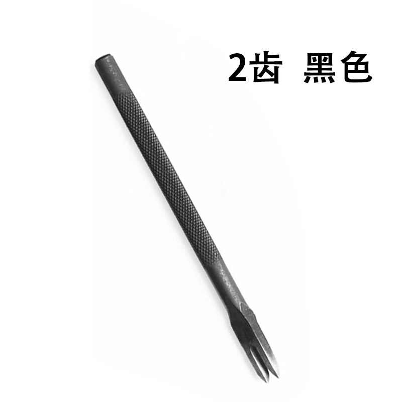 Practical Leather Punch Tool 2/4 Prong Wallet Bags Belts Leather Punching Tools Durable Leather DIY Craft Carving Tool: Black2Prong