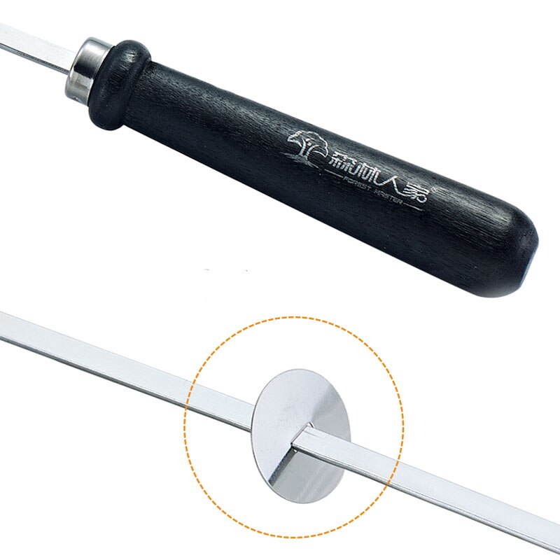 6Pcs Bbq Spiesjes Roestvrij Staal Brede Bbq Kabob Sticks Met Voedsel Remover Ring Draagbare Braziliaanse Kebab Rotisserie Maker 52cm