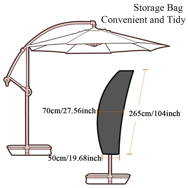 Vandtæt paraply terrasse parasol paraply cover regnslag tilbehør snor 265 x 40-70 cm parasol cover med pose udendørs