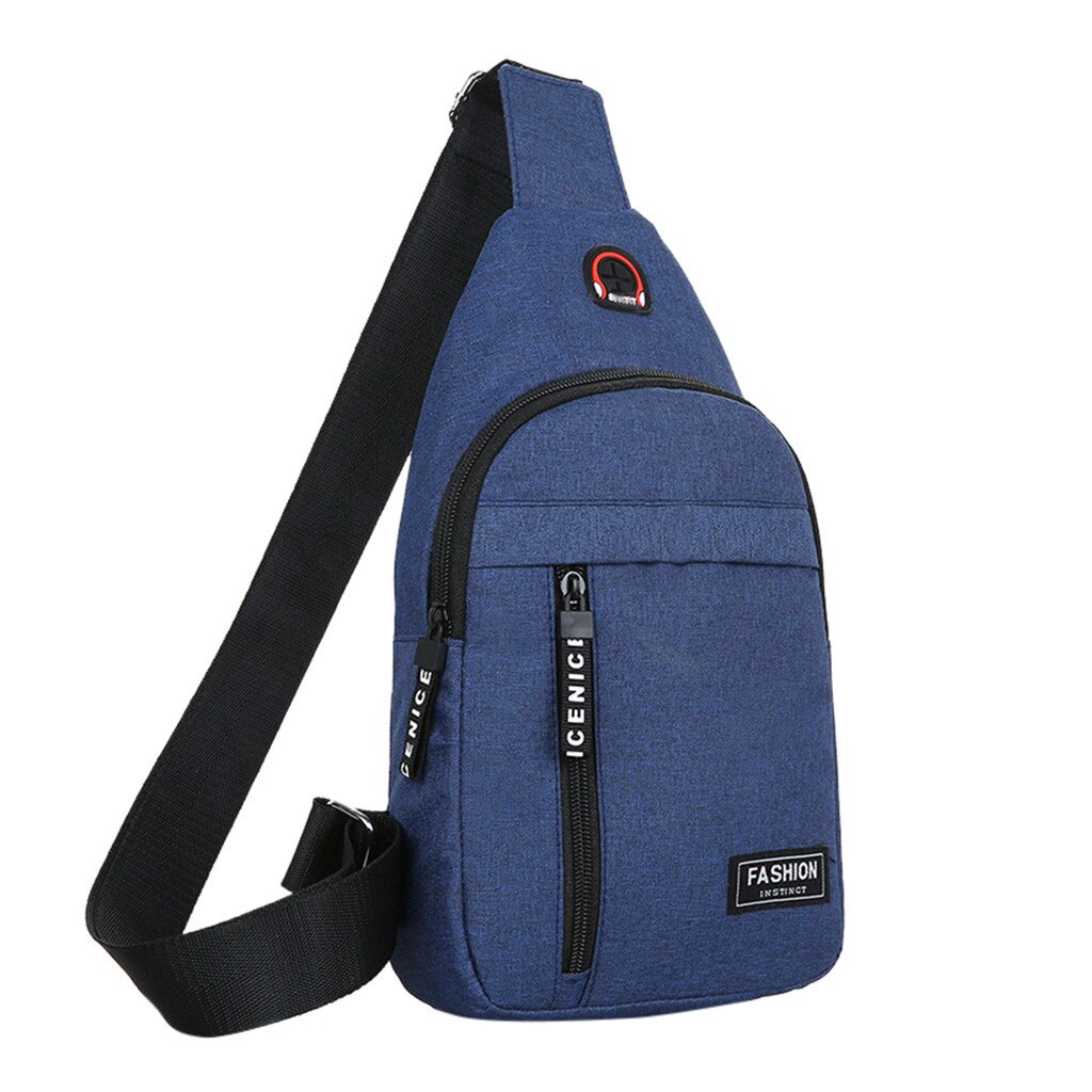 Homemari-Bolso cruzado con carga USB para hombre, bolsa de pecho, de viaje, para deporte al aire libre, Picnic diario, de hombro: A-Navy