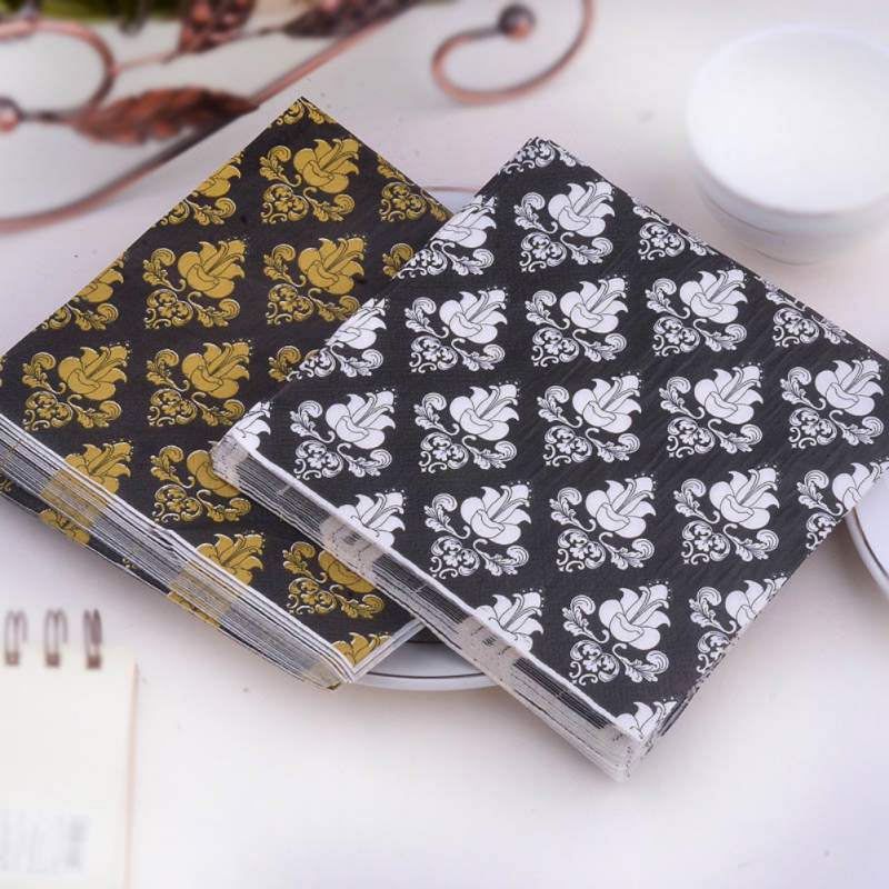 20Pcs/Pack Printed Beverage Napkins Disposable Paper Drink Napkins Wedding Party Dinner Decorative Napkins Party Tissue Decoupag