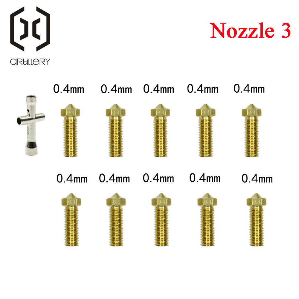 Bico vulcão 0.2/0.3mm 0.4mm 0.6mm 0.8mm 1.0mm 1.2mm kit adequado para 1.75 consumível artilharia impressora 3d extrusora cabeça de impressão