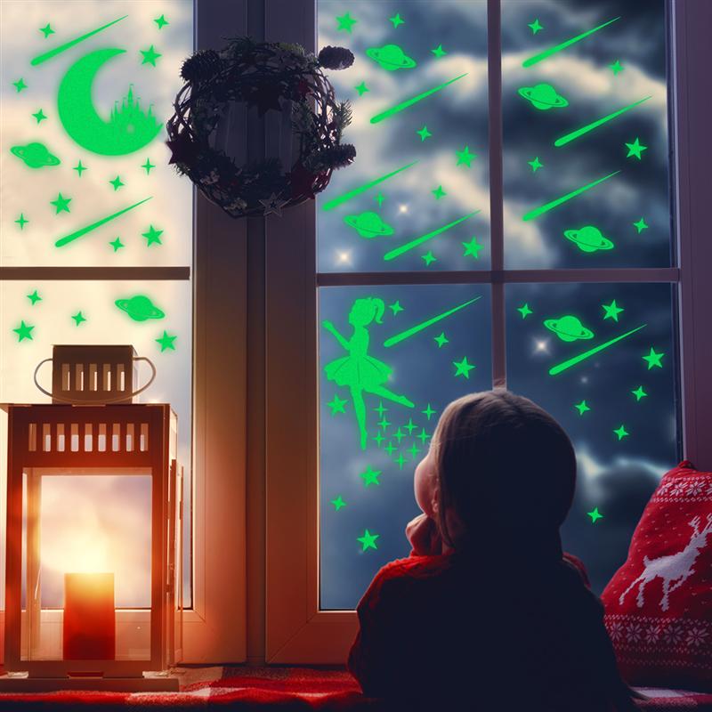 280 stk lysende stjerner klistermærker fluorescerende stjerner vægloft klistermærker børn drømmelignende værelser boligindretning diy kunstoverføringsbilleder (grøn)