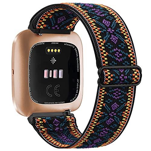Nylon Elastische Band Voor Fitbit Versa 3 2 Band Verstelbare Ademend Horlogeband Sport Armband Band Voor Fitbit Versa 2 3 band: Bohemian Purple / For Fitbit Versa 3