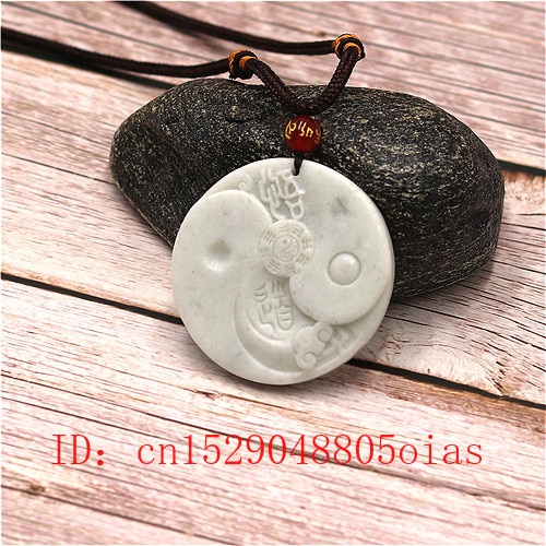 Natuurlijke Witte Chinese Jade Taiji Bagua Hanger Ketting Charm Sieraden Mode Accessoires Gesneden Amulet Voor Vrouwen Mannen