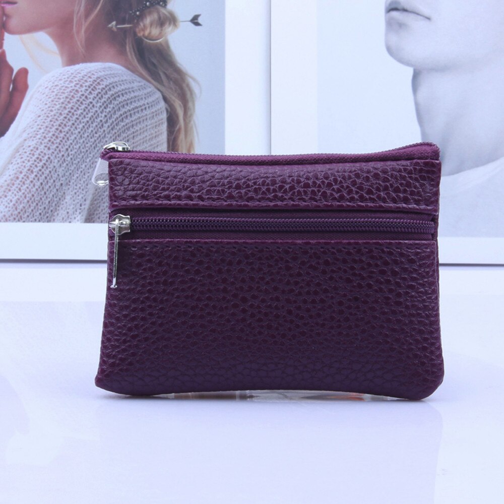 Cartera de cuero Multi funcional con cremallera tarjetero Monedero Hombre y Mujer Portomonee Carteira Porte fetille: Purple