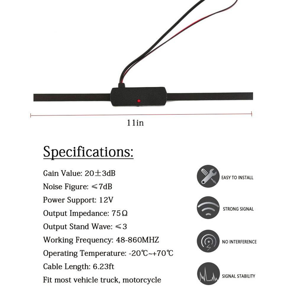 Car Antenna AM /FM Radio Antenna Signal Amplifier Booster 12V Universal For Vehicles Golf Carts Boats Motorcycles ATV