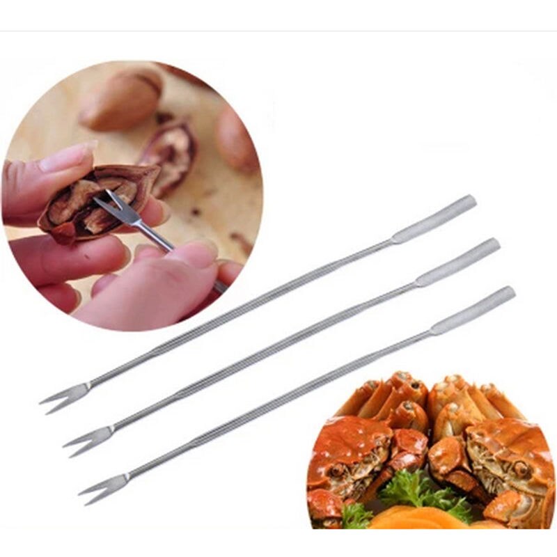 Dayfuli 2 stk rustfrit stål oliven krabbe hummer gaffel picks handy helper nøddeknækker have håndværktøj gaffel