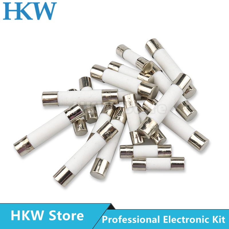 10 unids/lote 5*20mm 6*30mm fusibles de tubo de soplado rápido 250V 0.5A 1A 2A 3A 4A 5A 6A 6.3A 8A 10A 15A 20A 25A 30A AMP fusible de cerámica