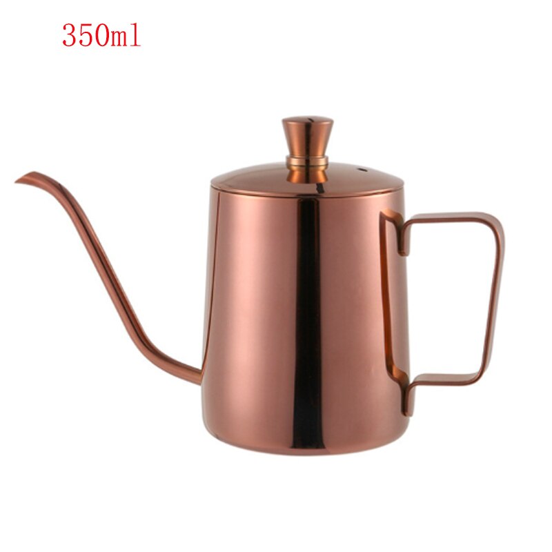 350ml 600ml 304 Stainless Steel Long Narrow Spout Coffee Pot Gooseneck Kettle Hand Drip Kettle Pour Over Coffee With lid: 350ml rose gold