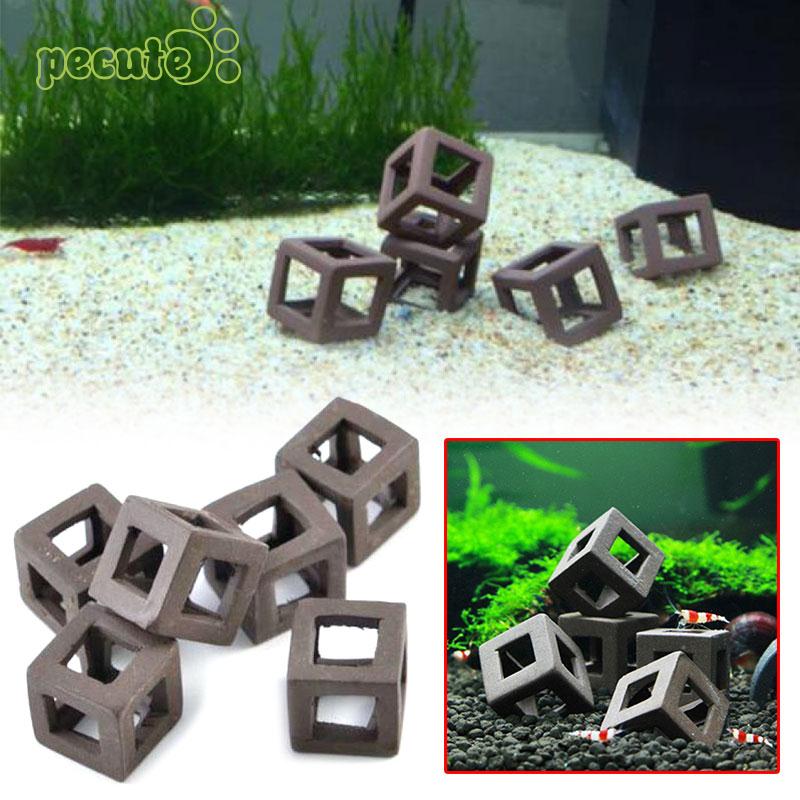 5Pcs Schuilplaatsen Garnalen Cichlid Keramische Steen Aquarium Ornament Fish Cube Frame Fokken Schuilplaatsen Onderdak Voor Vis Incubator