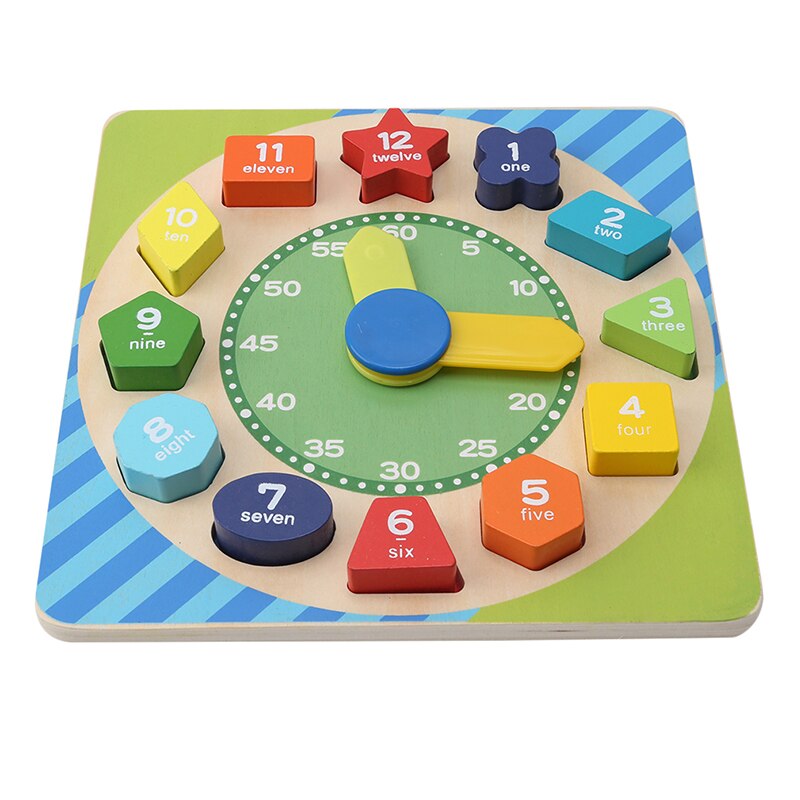 Children Mental Development Toy Wooden 12 Number Clock Toy Baby Colorful Digital Geometry Educational Sorting Nesting Toy