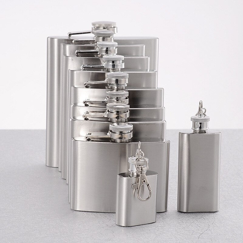 Stainless steel small hip flask with plastic cover 1-18 ounces portable wine bottle ZD