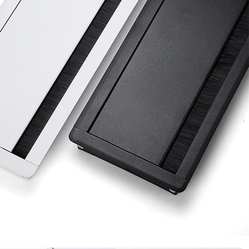 Office Insert Furniture Hardware Aluminium Alloy Port With Brush Wire Organizer Desk Grommet Line Box Cable Tidy Outlet Surface
